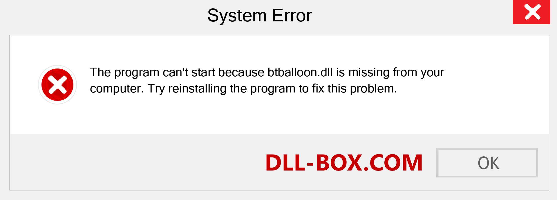  btballoon.dll file is missing?. Download for Windows 7, 8, 10 - Fix  btballoon dll Missing Error on Windows, photos, images